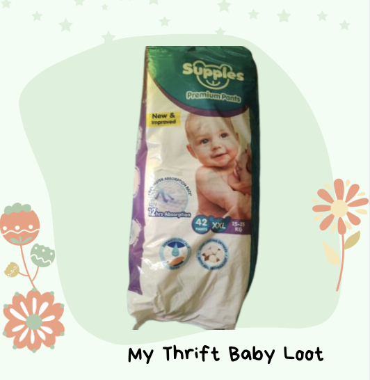 Opened pack of Supples premium diaper pants (XXL)